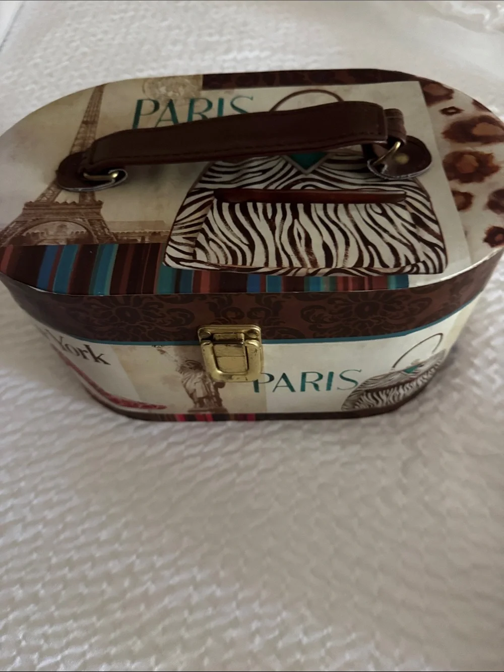 Paris Zebra Print Travel Vanity Case - Brown
